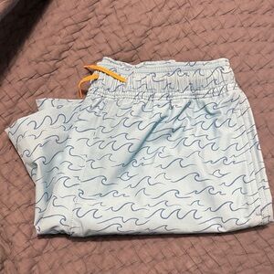 Crewcuts Kids Swim Trunks - Light Blue with Wave Pattern